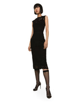 Branded stretch lace calf-length dress - | Dolce & Gabbana