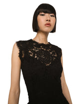 Branded stretch lace calf-length dress - | Dolce & Gabbana