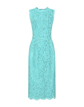 Lace sheath dress with cut at the waist - | Dolce & Gabbana