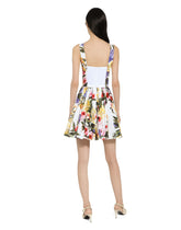 Short cotton corset dress with garden print - | Dolce & Gabbana