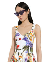 Short cotton corset dress with garden print - | Dolce & Gabbana