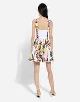 Short cotton corset dress with garden print - | Dolce & Gabbana