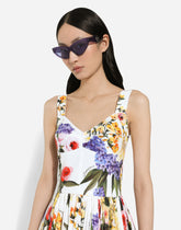 Short cotton corset dress with garden print - | Dolce & Gabbana