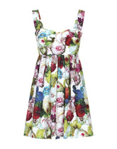 Short cotton corset dress with nocturnal flower print - | Dolce & Gabbana