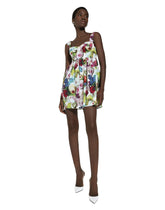 Short cotton corset dress with nocturnal flower print - | Dolce & Gabbana