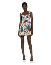 Short cotton corset dress with nocturnal flower print - | Dolce & Gabbana