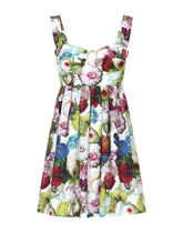 Short cotton corset dress with nocturnal flower print - | Dolce & Gabbana