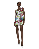 Short cotton corset dress with nocturnal flower print - | Dolce & Gabbana