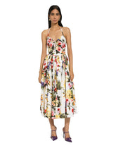 Calf-length cotton dress with garden print - | Dolce & Gabbana