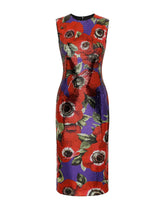 Sequined sheath dress with anemone print - | Dolce & Gabbana
