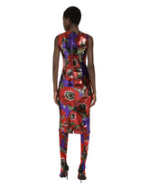 Sequined sheath dress with anemone print - | Dolce & Gabbana
