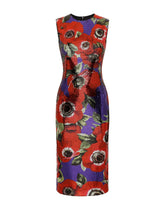 Sequined sheath dress with anemone print - | Dolce & Gabbana