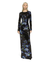 Long sequined dress with bluebell print - | Dolce & Gabbana