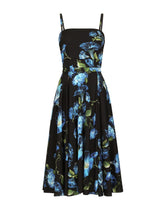 Strapless charmeuse dress with bluebell print - | Dolce & Gabbana