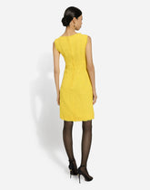 Raschel tweed calf-length dress with DG logo - | Dolce & Gabbana