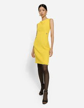 Raschel tweed calf-length dress with DG logo - | Dolce & Gabbana