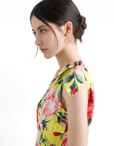 Cotton midi dress with bouquet print and tie details - | Dolce & Gabbana