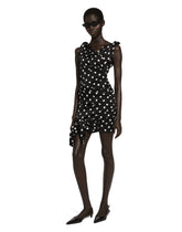 Charmeuse midi dress with draping and polka-dot print - | Dolce & Gabbana