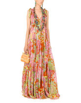 Long 60s-print chiffon dress - | Dolce & Gabbana