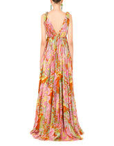 Long 60s-print chiffon dress - | Dolce & Gabbana