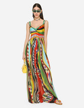 Long Carretto-print slip dress - | Dolce & Gabbana