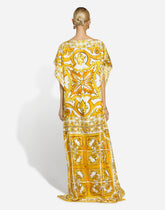 Silk twill caftan with majolica print - | Dolce & Gabbana