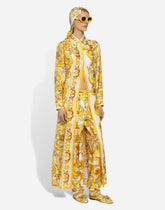 Silk twill caftan shirt with majolica print - | Dolce & Gabbana
