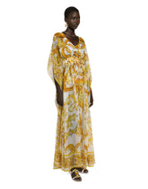 Long silk chiffon dress with majolica print - | Dolce & Gabbana