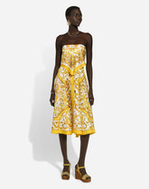 Midi dress with foulard effect in majolica-print silk charmeuse - | Dolce & Gabbana