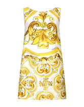 Short majolica-print brocade dress - | Dolce & Gabbana