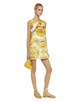 Short majolica-print brocade dress - | Dolce & Gabbana