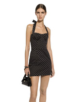 Short cotton corset dress with polka-dot print - | Dolce & Gabbana