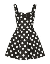 Cotton drill corset minidress with polka-dot print - | Dolce & Gabbana