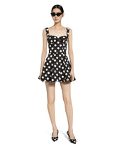 Cotton drill corset minidress with polka-dot print - | Dolce & Gabbana