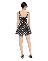 Cotton drill corset minidress with polka-dot print - | Dolce & Gabbana