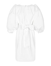 Cotton midi dress with puff sleeves - | Dolce & Gabbana