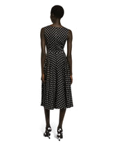 Silk charmeuse calf-length circle-skirt dress with polka-dot print - | Dolce & Gabbana