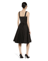Calf-length cotton dress with polka-dot print - | Dolce & Gabbana