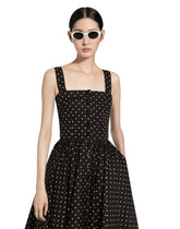 Calf-length cotton dress with polka-dot print - | Dolce & Gabbana