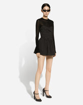 Cotton bustier minidress with polka-dot print - | Dolce & Gabbana