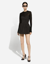 Cotton bustier minidress with polka-dot print - | Dolce & Gabbana