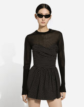 Cotton bustier minidress with polka-dot print - | Dolce & Gabbana