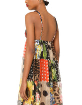 Long floral-print patchwork chiffon dress - | Dolce & Gabbana