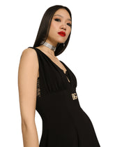 Cady midi dress with crystal-embellished DG logo - | Dolce & Gabbana