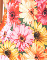 Calf-length charmeuse dress with gerbera-daisy print - | Dolce & Gabbana