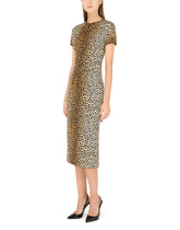 Charmeuse calf-length dress with ocelot print - | Dolce & Gabbana