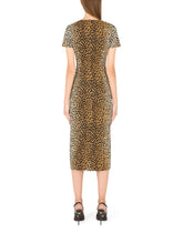 Charmeuse calf-length dress with ocelot print - | Dolce & Gabbana