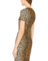 Charmeuse calf-length dress with ocelot print - | Dolce & Gabbana