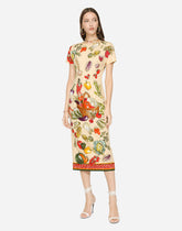 Vegetable-print charmeuse midi dress - | Dolce & Gabbana