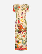 Vegetable-print charmeuse midi dress - | Dolce & Gabbana